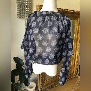 Avec les filles floral long sleeve blouse size small